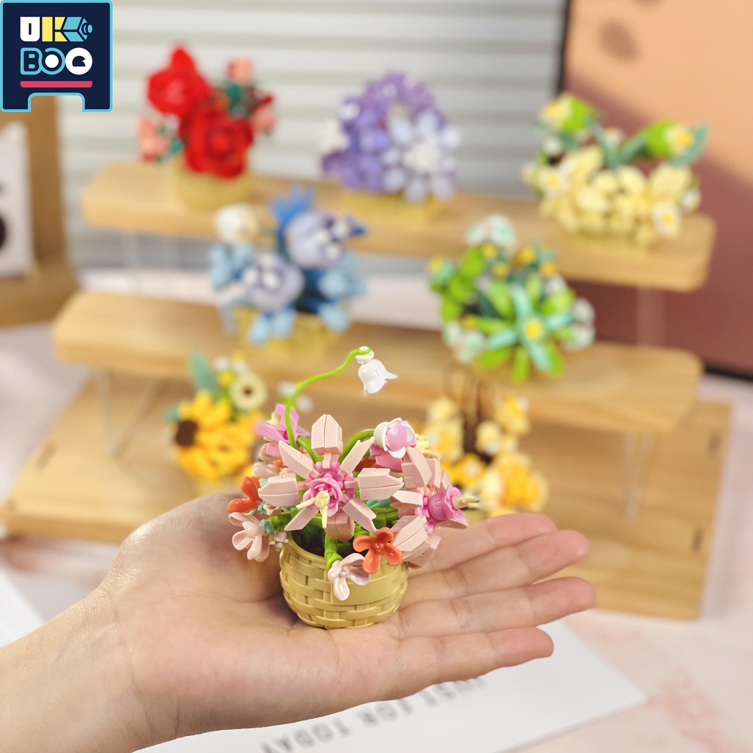 Colorful Flower Bouquet Building Blocks Set Succulent Plant Decor Kit