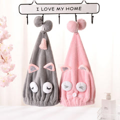Cartoon Hair Drying Cap Soft Microfiber Hair Towel Cat Dry Hair Towel