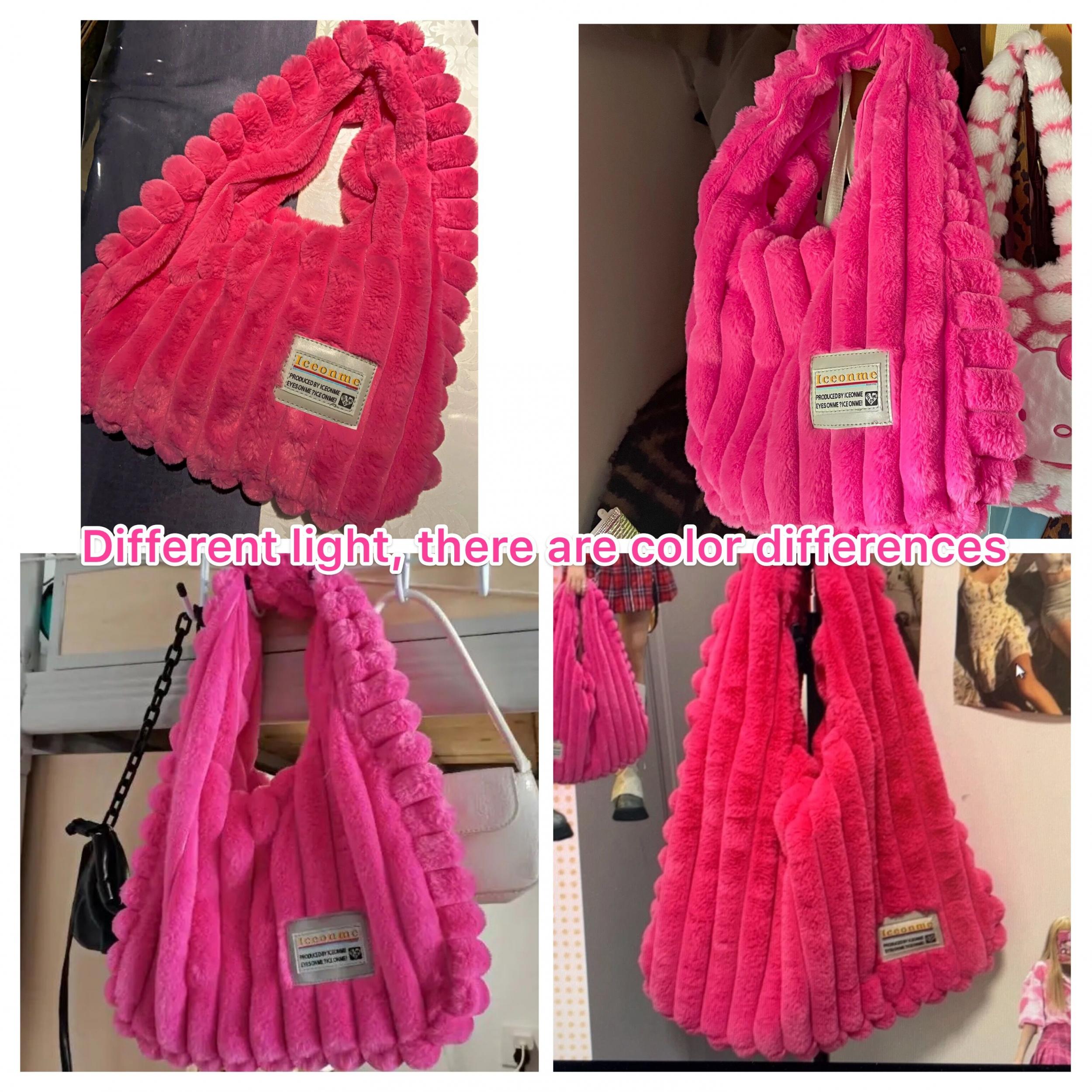 Women's Rose Pink Shoulder Bags Soft Plush Handbag