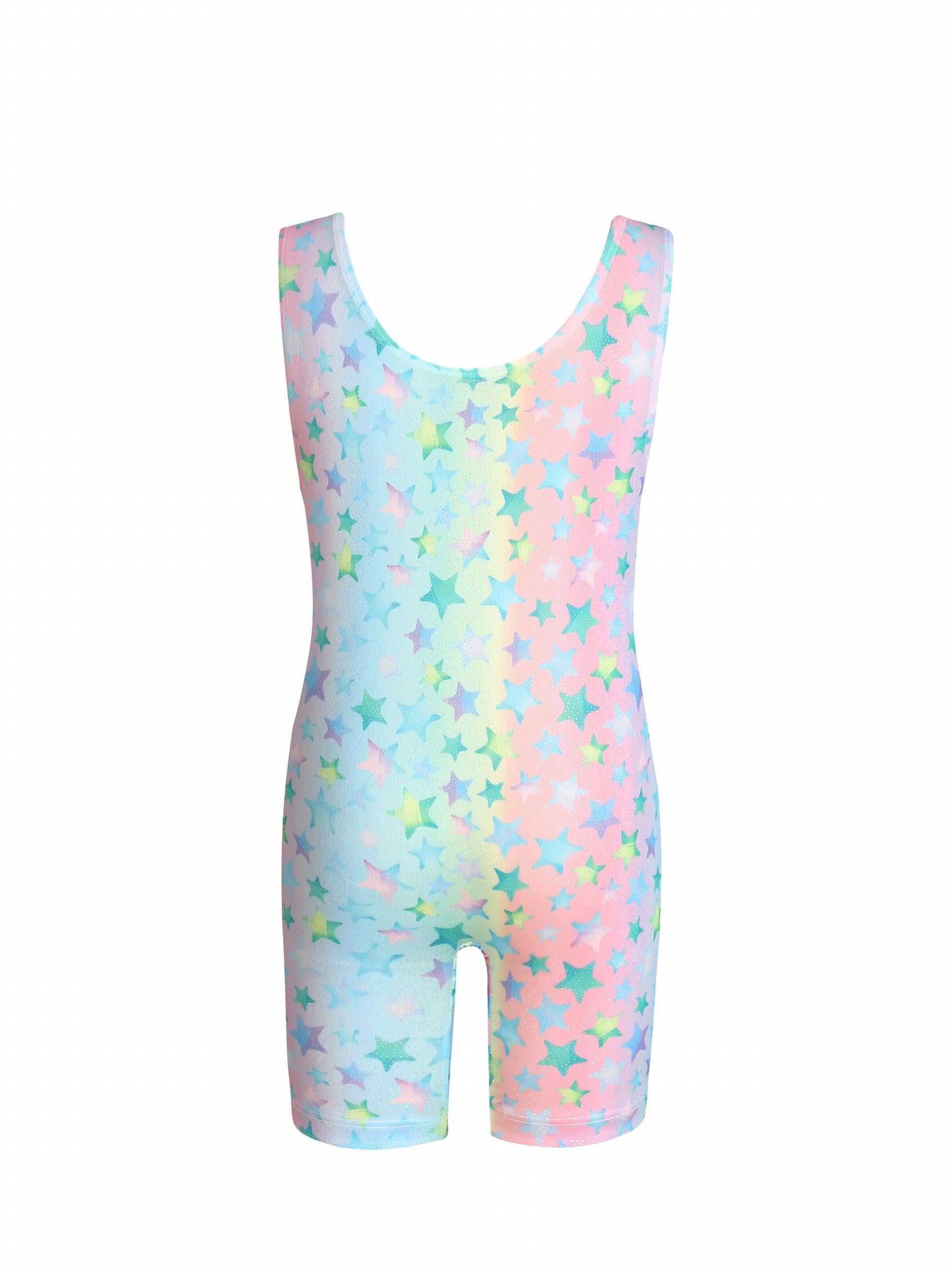 3pcs Girls Rainbow Stripped 1 piece Gymnastics Romper Set