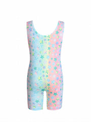 3pcs Girls Rainbow Stripped 1 piece Gymnastics Romper Set