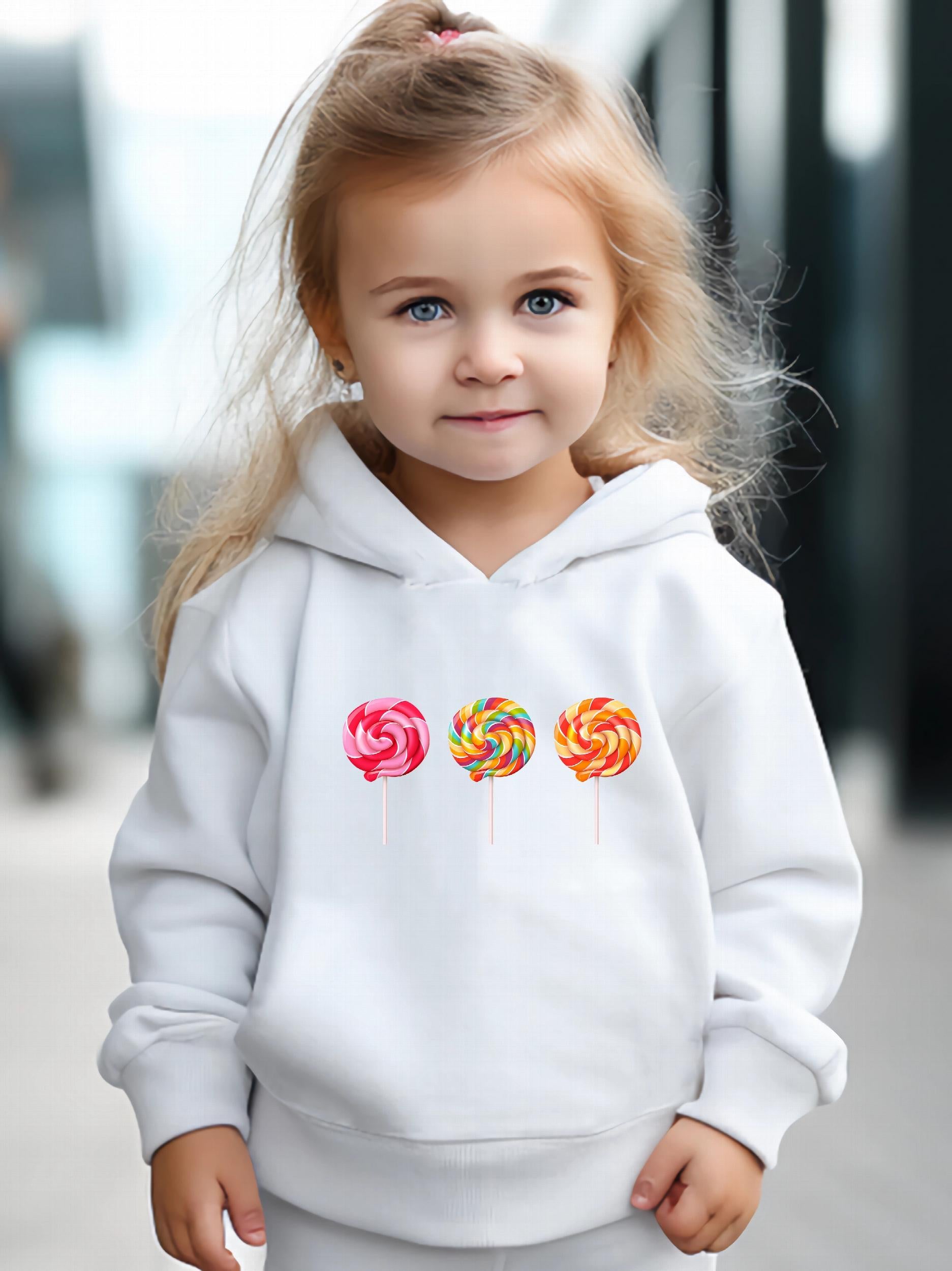 Lollipop Pattern Hooded Sweatshirt Girls Comfy Hoodies & Sweatpants