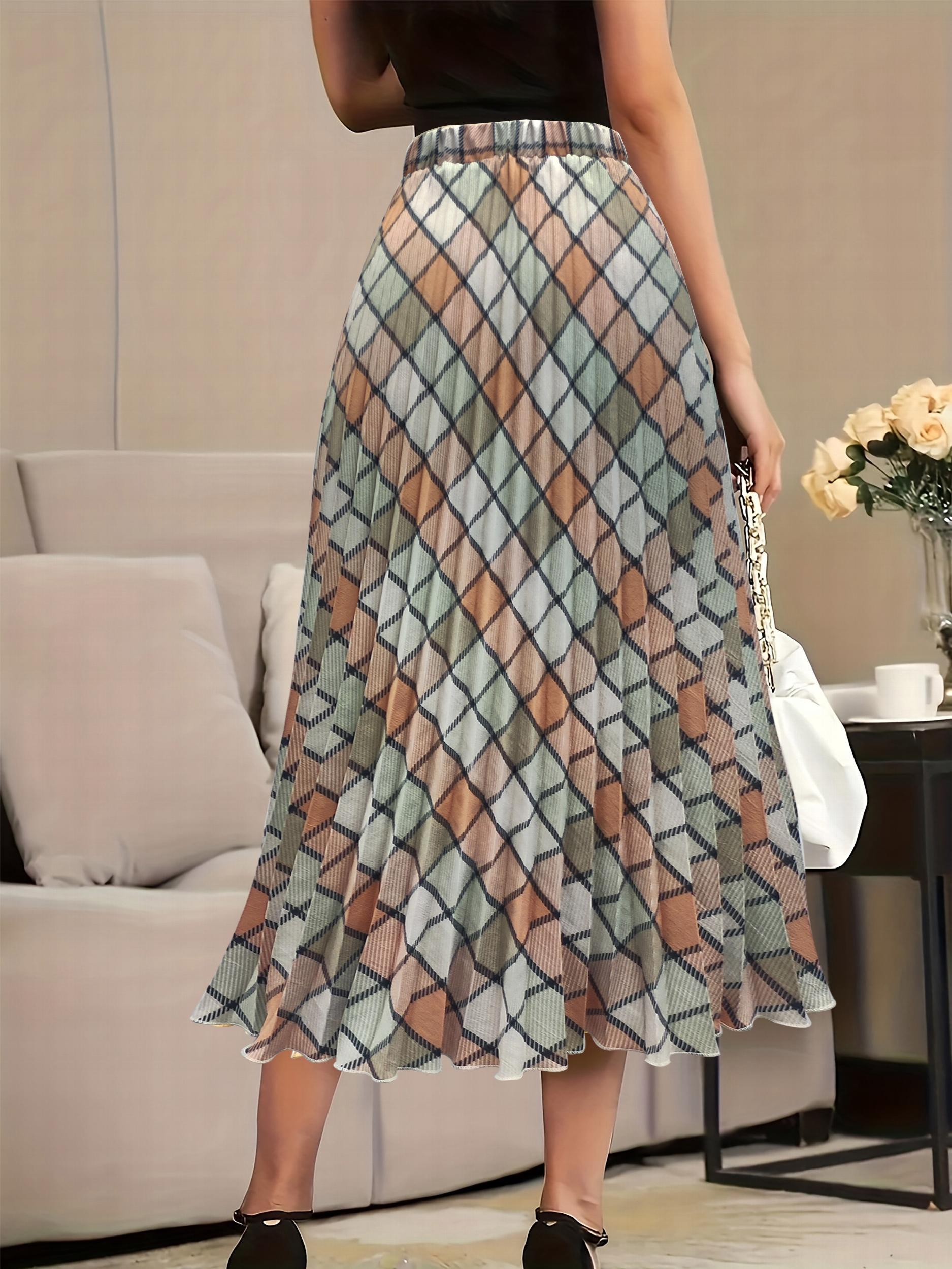 Casual Skirt Women's Plus Argyle Print Maxi Skirt