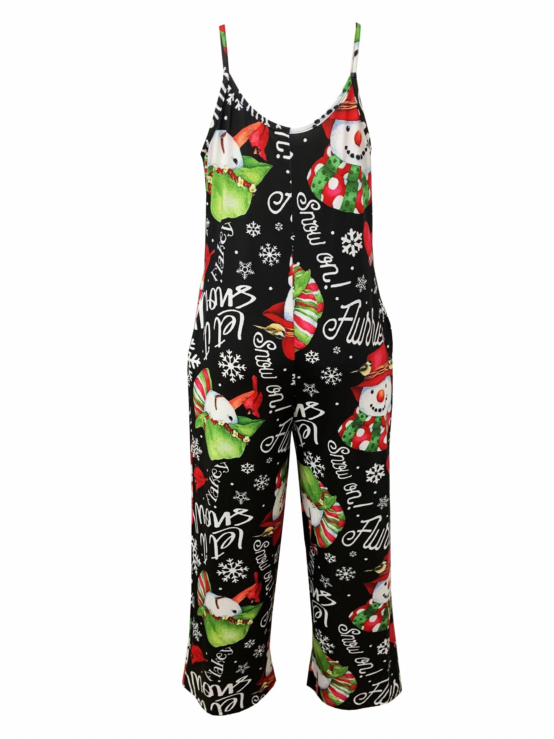 Christmas Casual Jumpsuit Women's Wide Leg Cami Jumpsuit