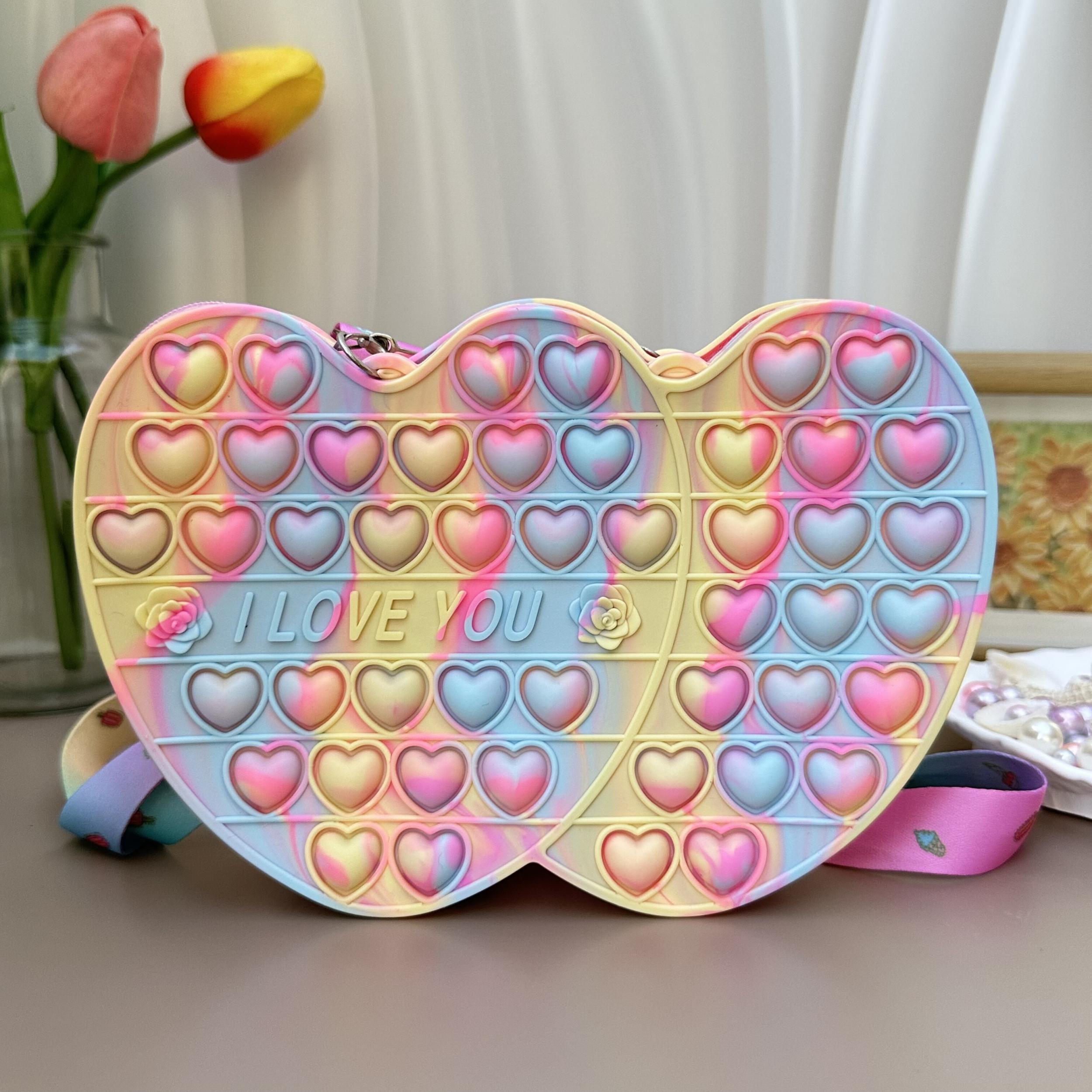 Heart Silicone Crossbody Bag Coin Purse Love Press Toy Girls
