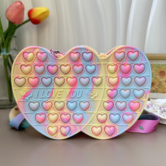 Heart Silicone Crossbody Bag Coin Purse Love Press Toy Girls