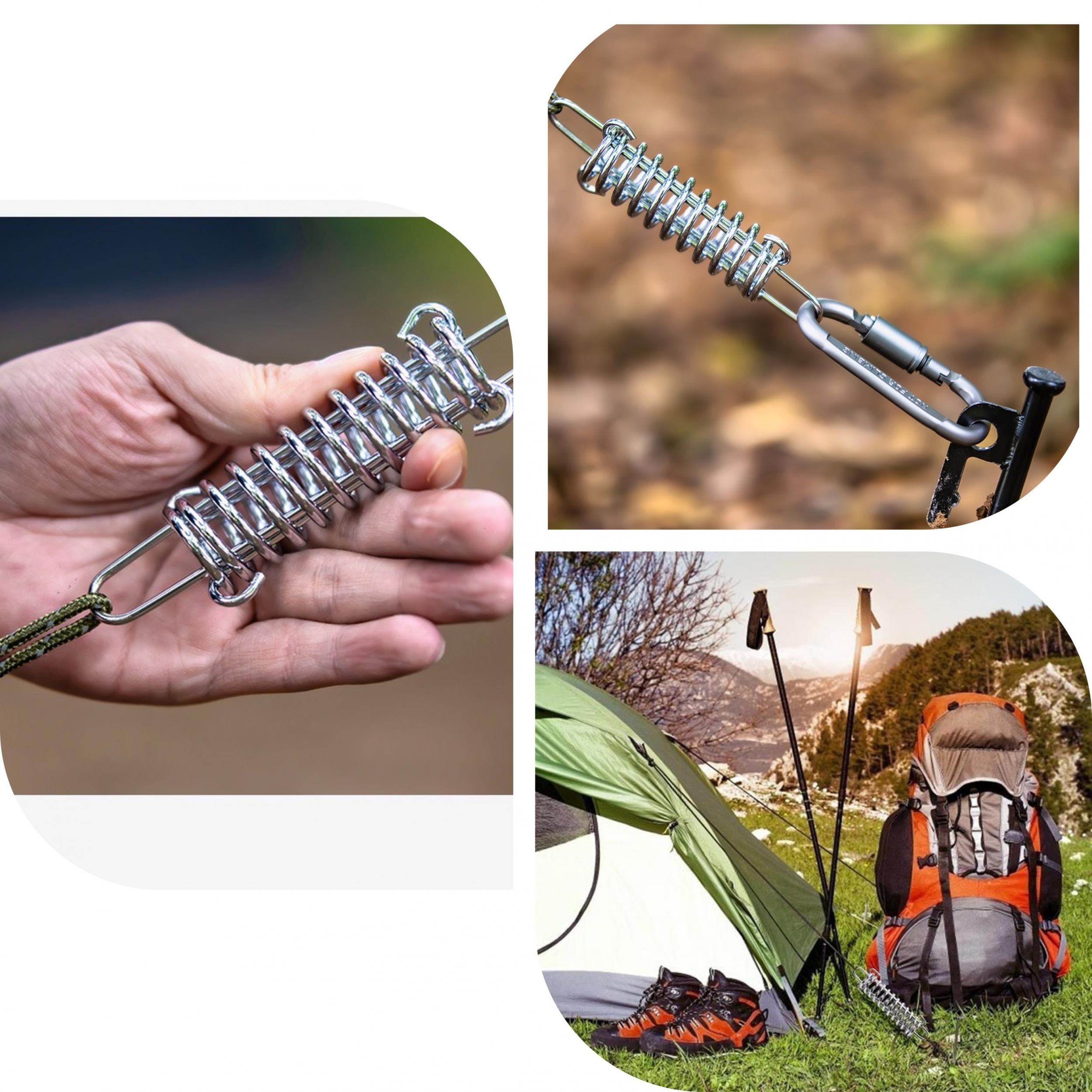 2pcs Stainless Steel Spring Wind Rope Buckle for Sunshade and Camping Gear