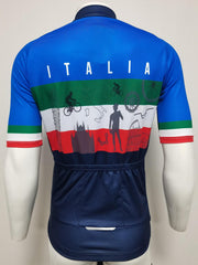 Italian Flag Print Men's Cycling Jersey Zipper Block Summer Shirt