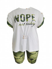 Women's Plus Camo Print Top & Shorts Two Piece Set