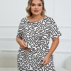 Abstract Geo Print Tee & Shorts Loungewear Set