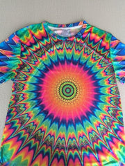 Men's 3D Swirl Print T-shirt Casual Stretch Crew Neck Tee