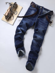 Men's Regular Stretch Denim Pants With Pockets