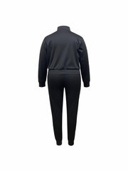 Women's Plus Colorblock Abstract Stripe Print Coat & Joggers Set