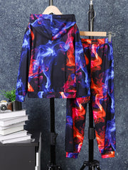 Boy's 2pcs Starry Night Sweatshirt & Sweatpants Set