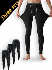 Men's Solid Pocket Leggings Active Compression Pants