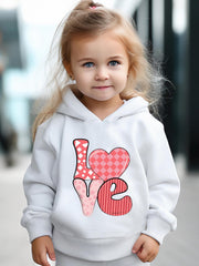 2pcs LOVE Print Heart Graphic Hoodies Pants Set Girls