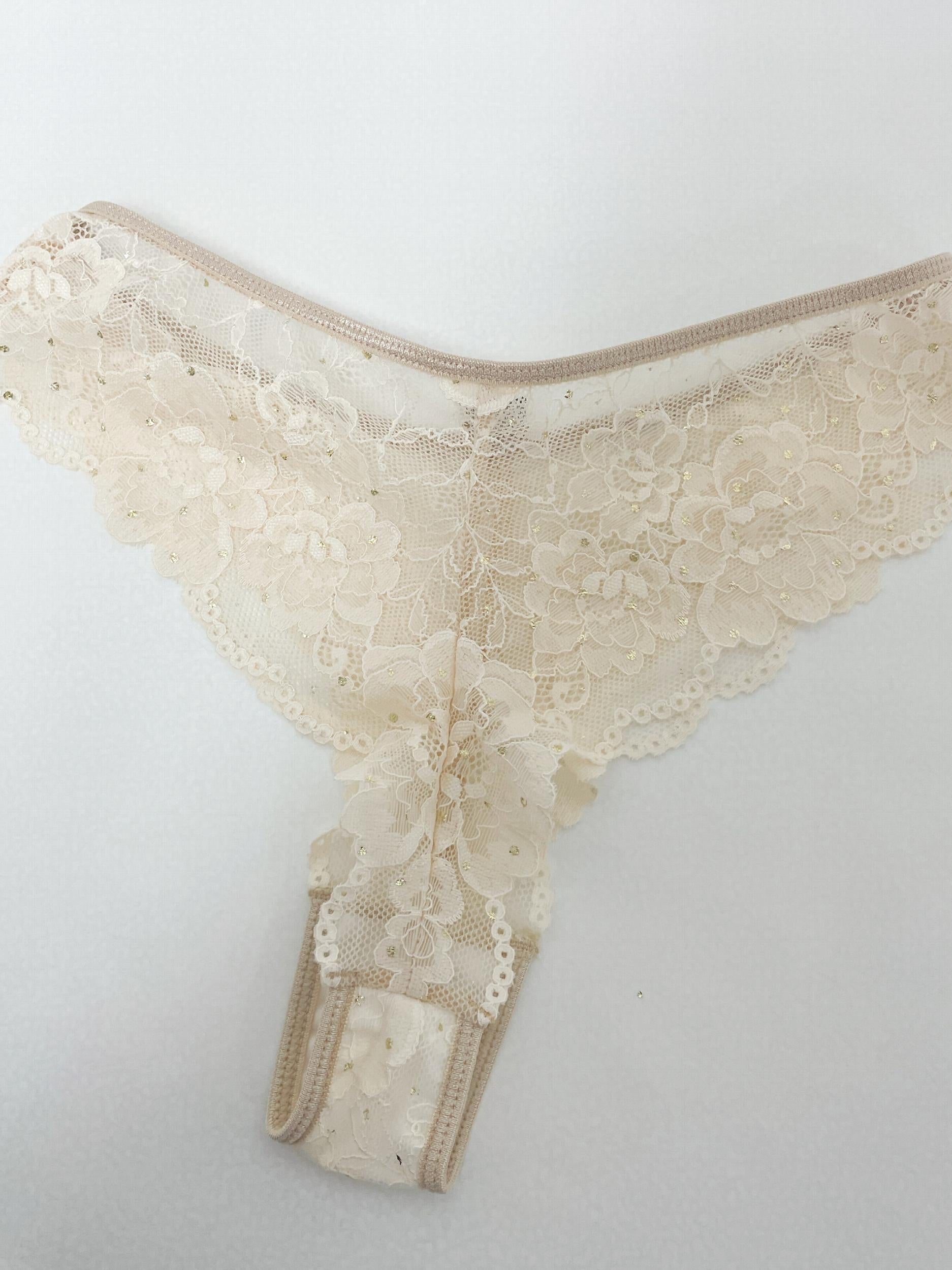 Floral Lace Thongs Sexy Semi sheer Scallop Trim Panties