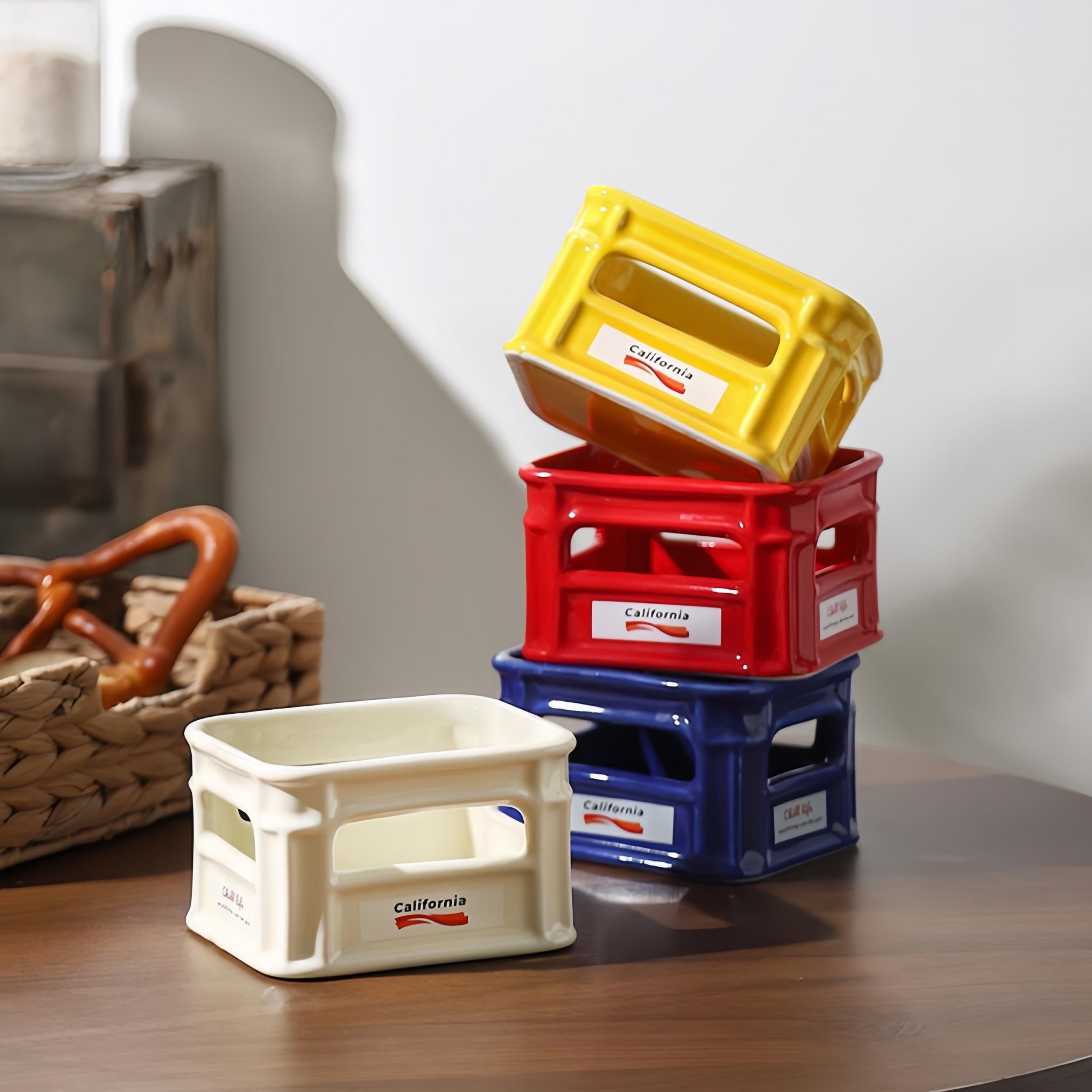 Ceramic Stationery Storage Box for Study Office Desk Dormitory Fruit Bowl