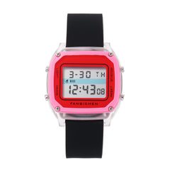 Kids Digital Glow Pink Silicone LCD Watch Gift
