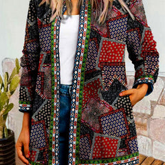 Graphic Print Open Front Jacket Casual Long Sleeve Jacket