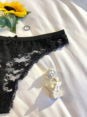 3pcs Floral Lace Mesh Thongs Comfy Intimates Panties Women's Lingerie