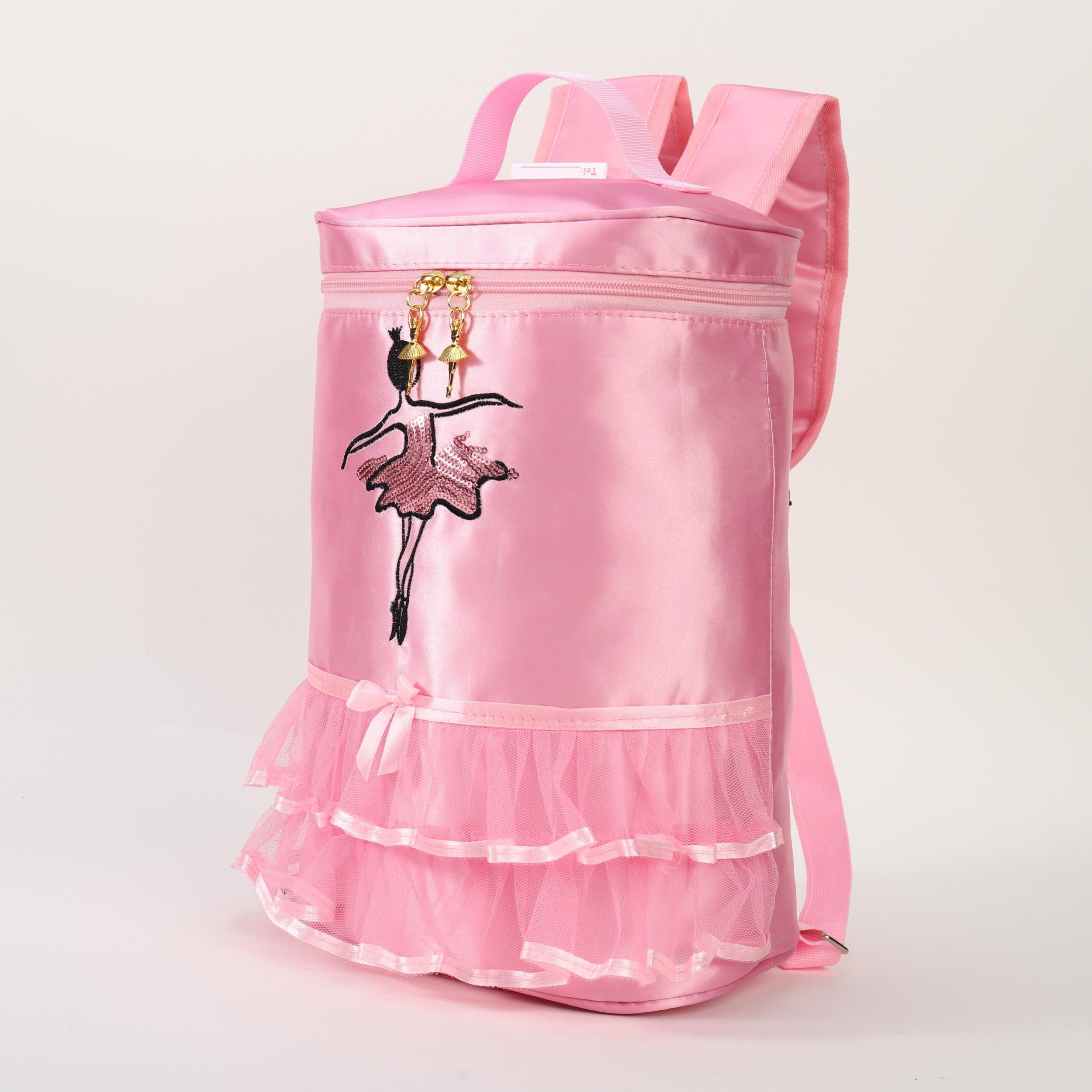 Ballet Girl Decor School Bag Zipper Bucket Bag for Girls