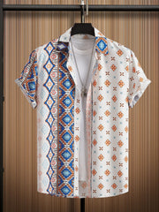 Bohemian Style Men's Short Sleeve Shirt for Summer Holiday