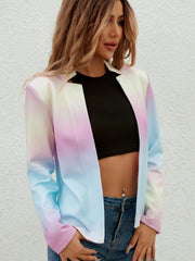 Ombre Split Lapel Open Front Stretch Blazer
