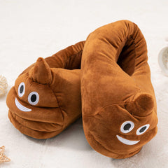Funny Poop Novelty Plush Slippers, Warm & Cozy Home Shoes