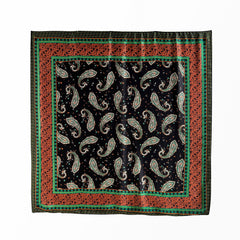 Vintage Paisley Print Silk Square Scarf Shawl for Women