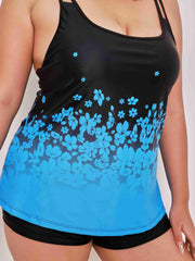 Floral & Ombre Print Tankini Set