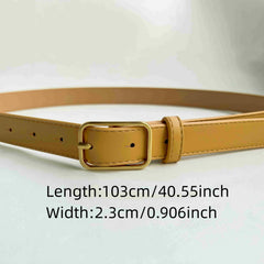 Golden Pin Buckle PU Belt for Women