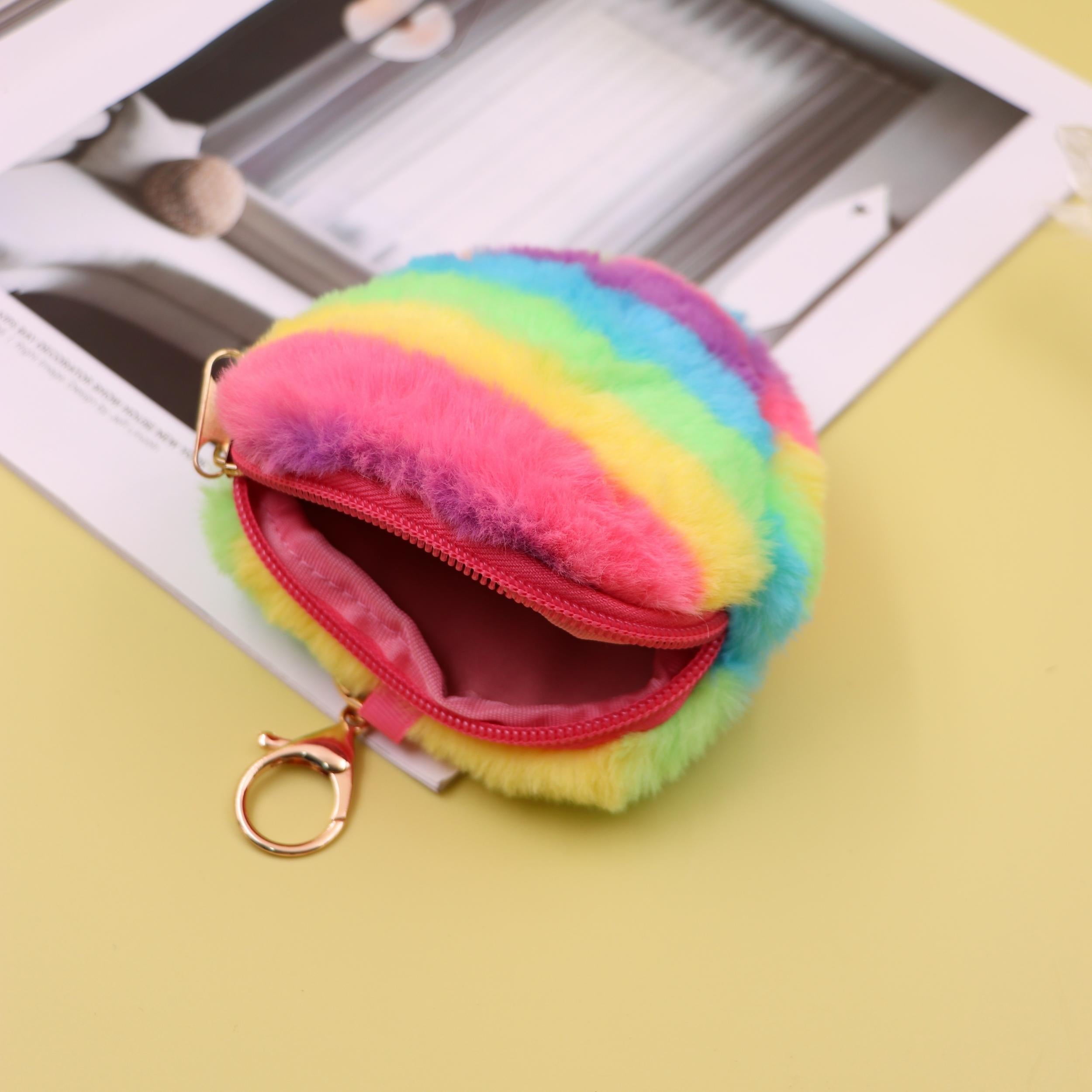 Rainbow Girls Coin Purse Plush Wallet Money Card Holder Small Pocket
