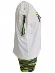 Women's Plus Camo Print Top & Shorts Two Piece Set