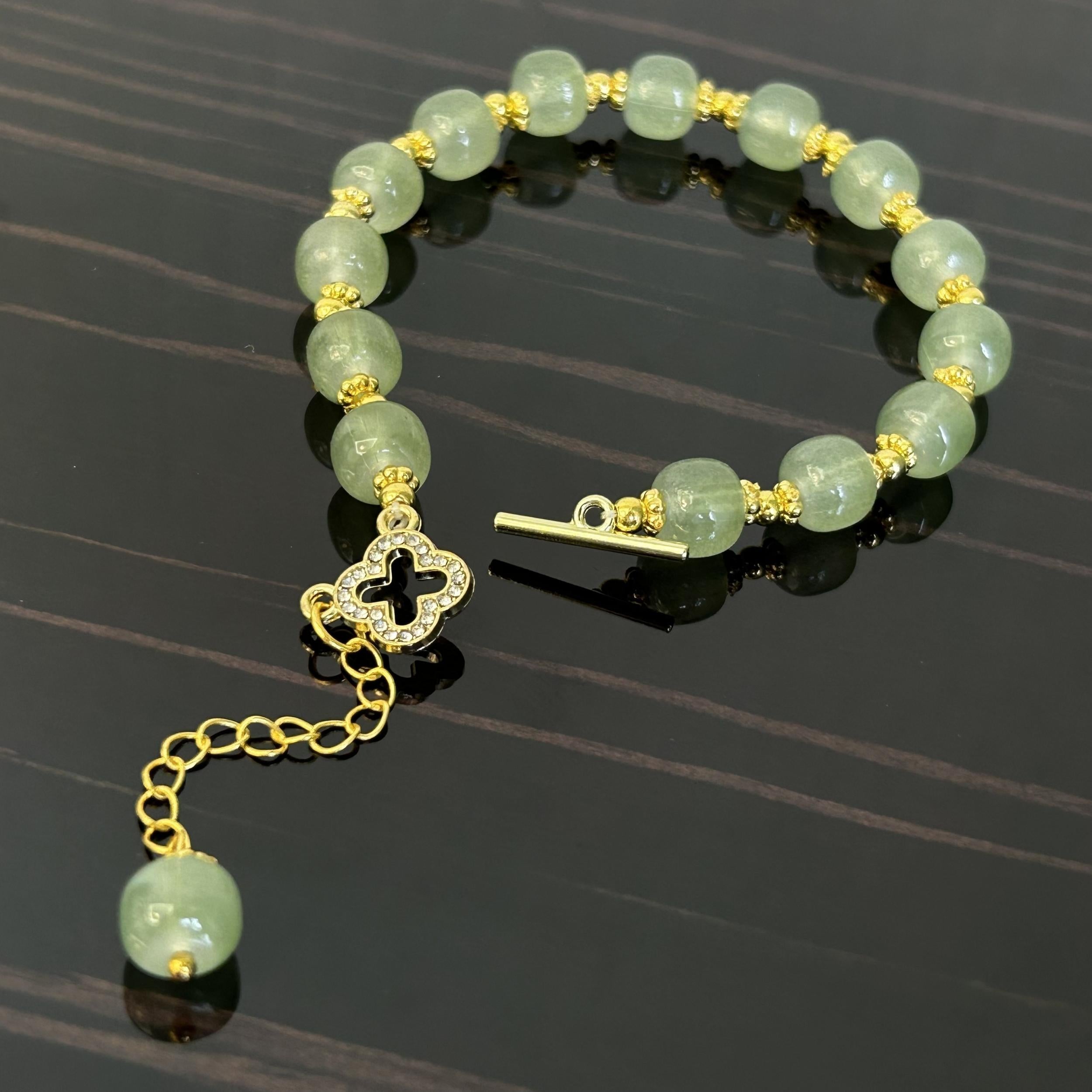 Jade Four Leaf Clover Bracelet Gift for Her