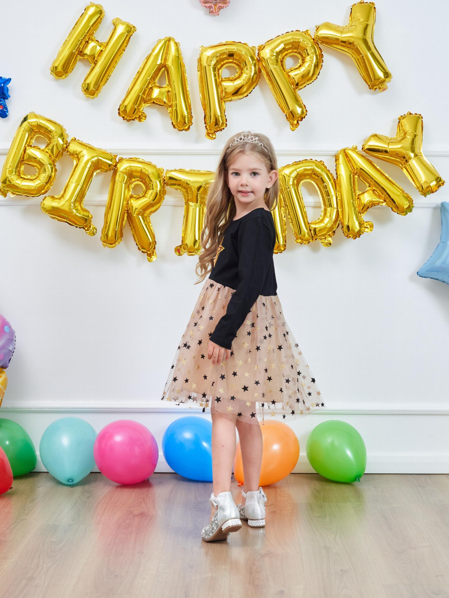 Girls Sequin Princess Dress Long Sleeve Party Dress