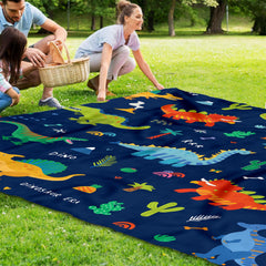 Cartoon Dinosaur Print Outdoor Picnic Mat - Waterproof & Sandproof
