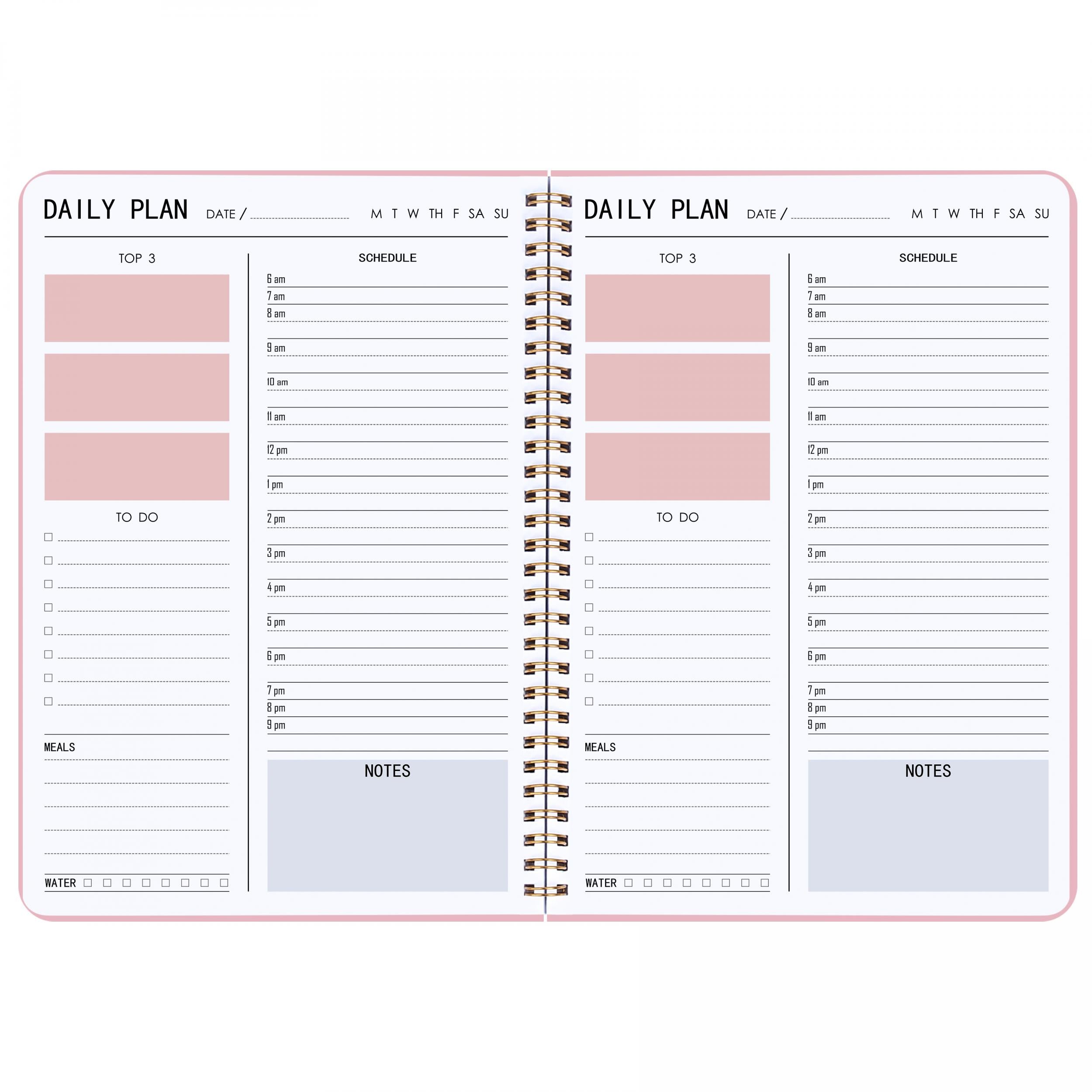 Daily Planner Undated Hourly Schedule To Do List & Meal Planner