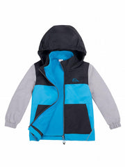 Kids Striped 3 In 1 Rain Jacket Waterproof Windbreaker With Fleece Lining