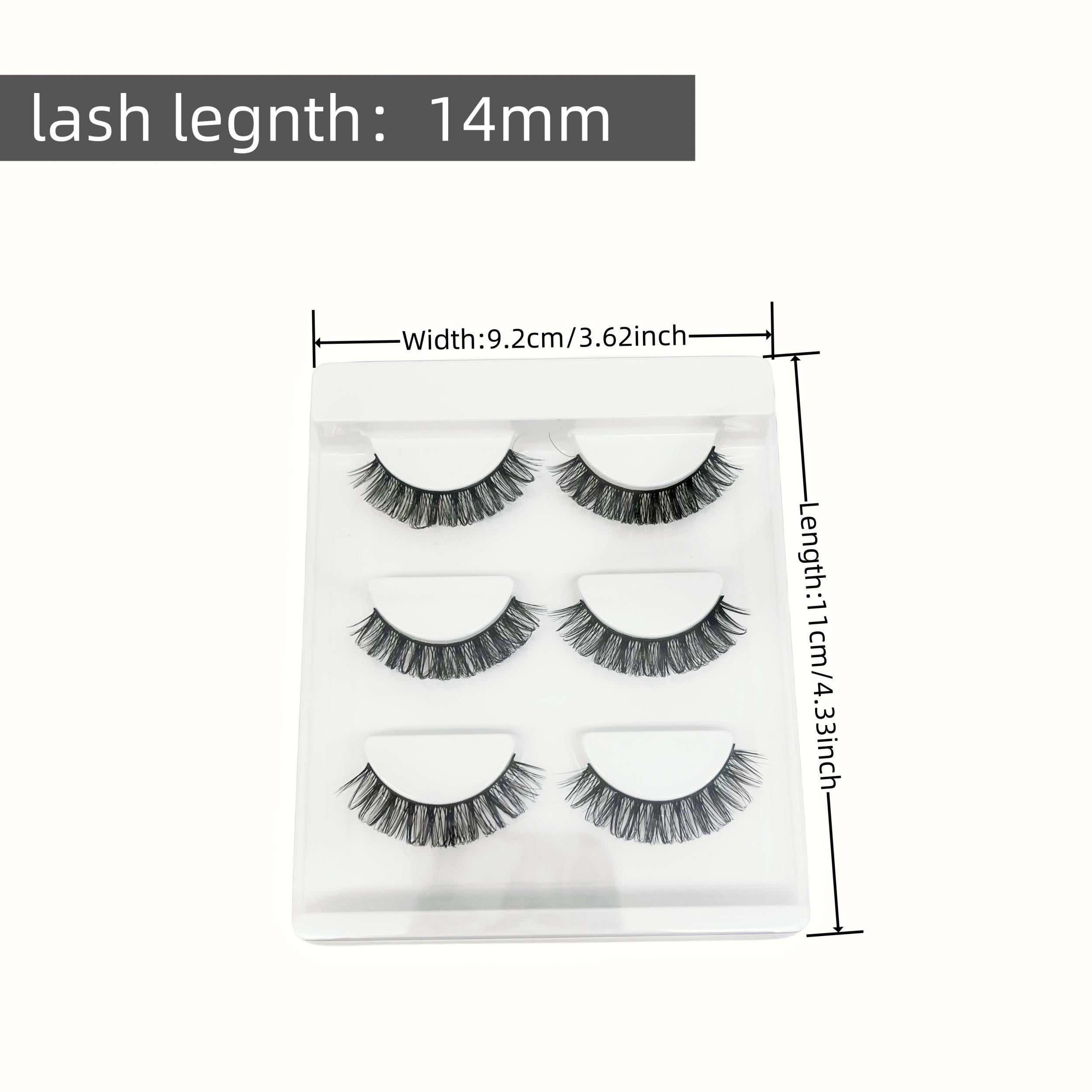 3 Pairs D Curling 14mm Fluffy Thick Faux Mink Eyelashes
