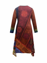 Boho Dress Women's Plus Colorblock Long Sleeve Dress