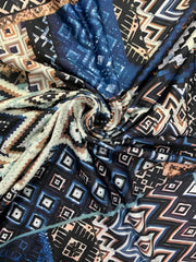 Geometric Print Short Sleeve V Neck Stretch Dress