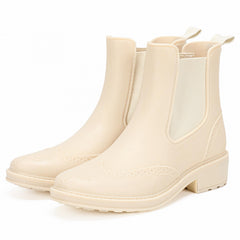 PVC Round Toe Flat Waterproof Rain Boots Comfortable Non Slip Rain Shoes