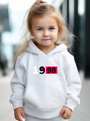 Girls 1998 Print Hoodie and Jogger Pants Set, Sports Outfits