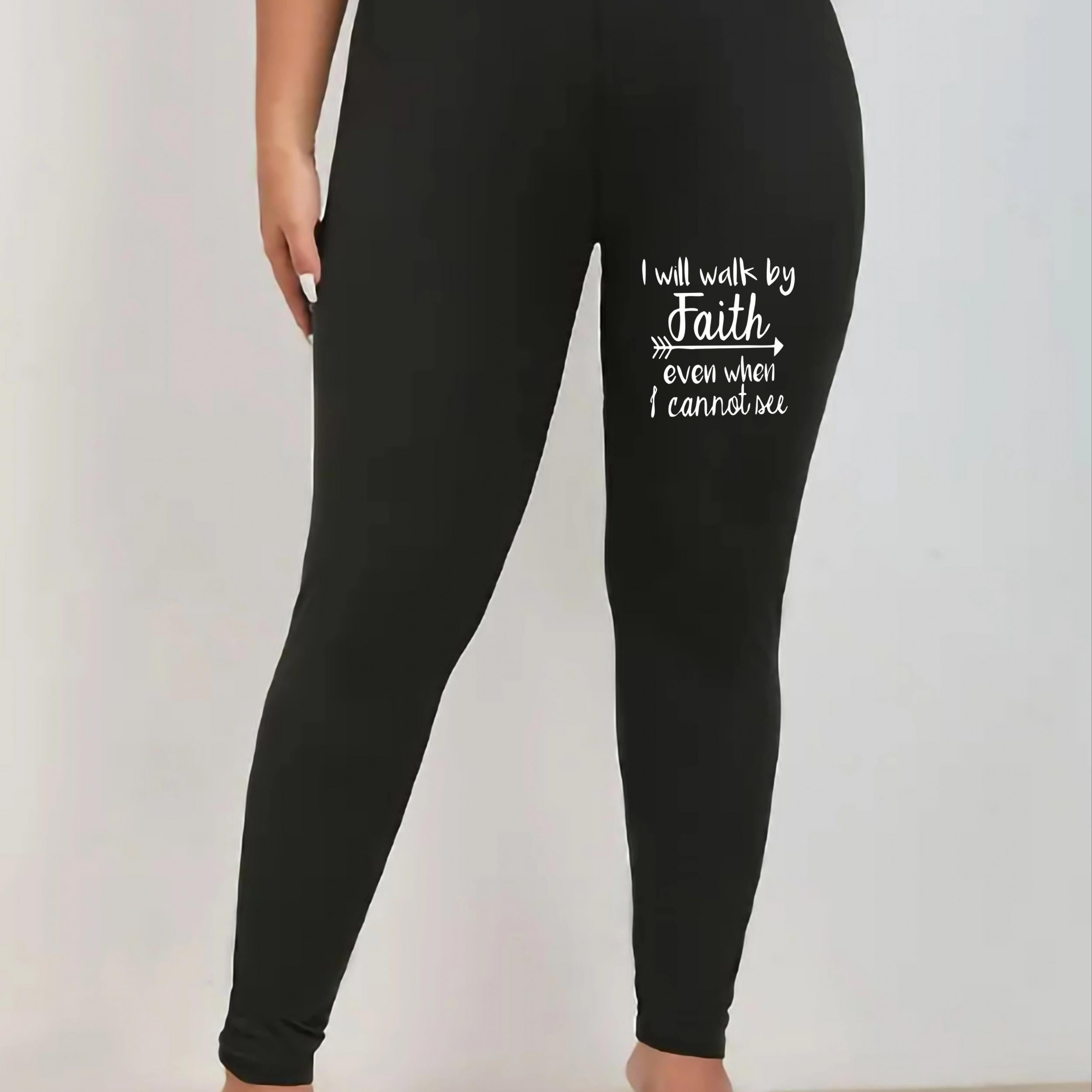 Slogan Print High Rise Yoga Leggings
