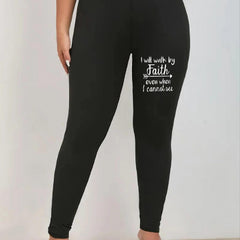 Slogan Print High Rise Yoga Leggings