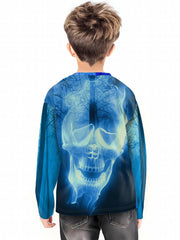 3D Skull Long Sleeve Outdoor T shirt Youth Halloween Tees