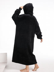 Cozy Hooded Lounge Robe with Pockets for Women