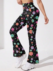 Planet & Alien Pattern Yoga Pants High Waist Fitness Sports Pants