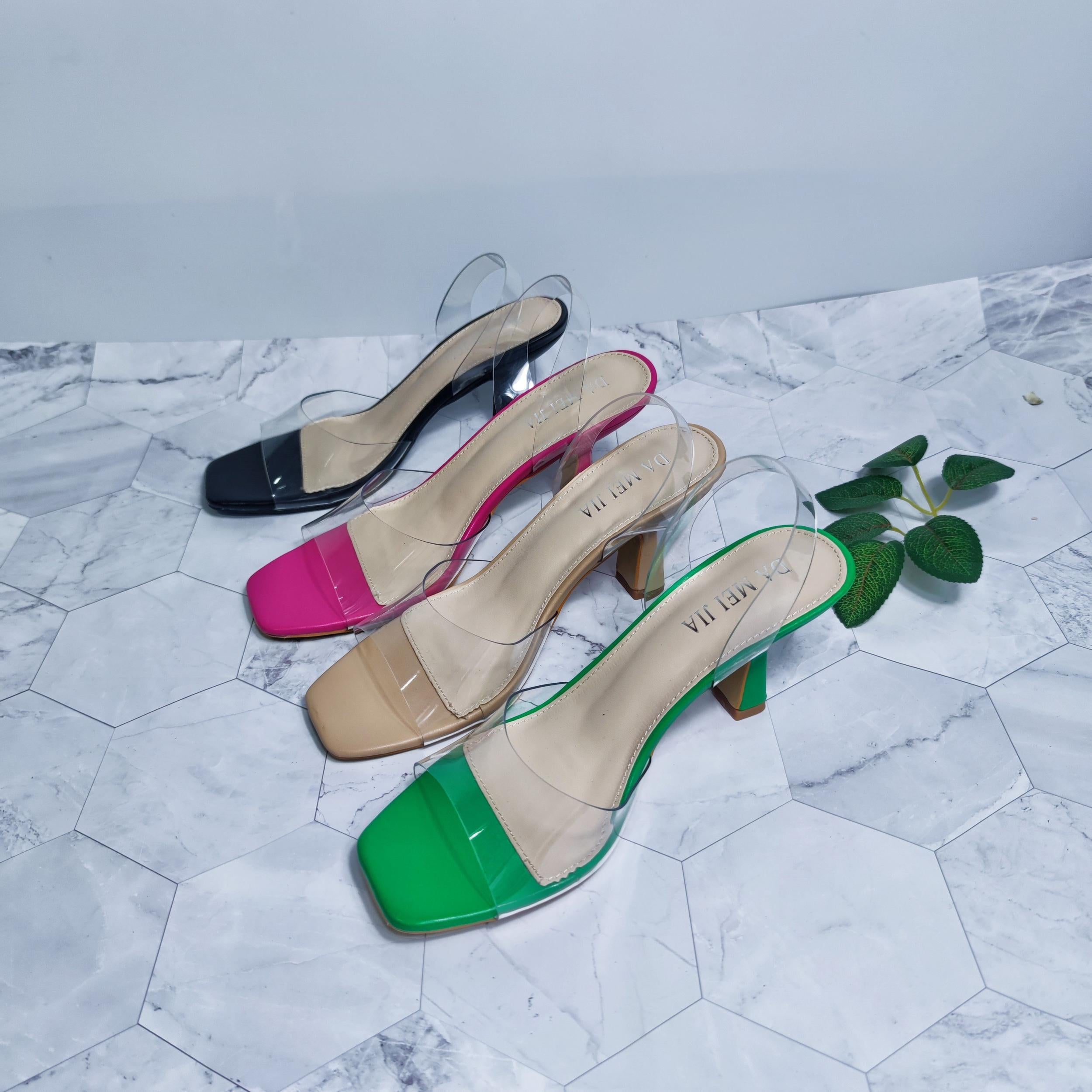 Comfortable High Heel Sandals with Transparent Straps
